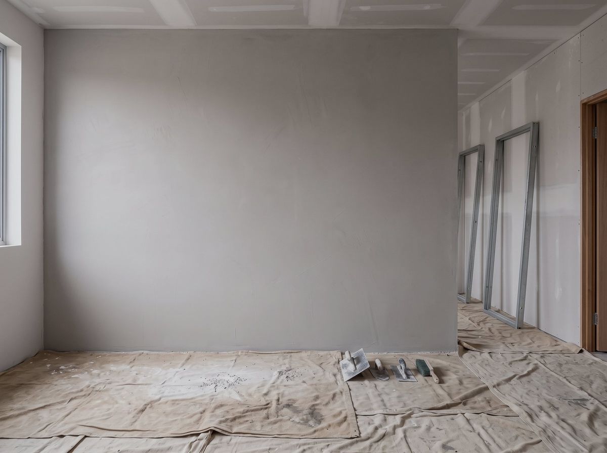 Residential room fully sheeted, set and sanded ready for the painter
