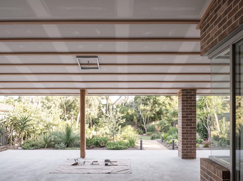 Battened and lined alfresco ceiling on the rear of a Sydney home